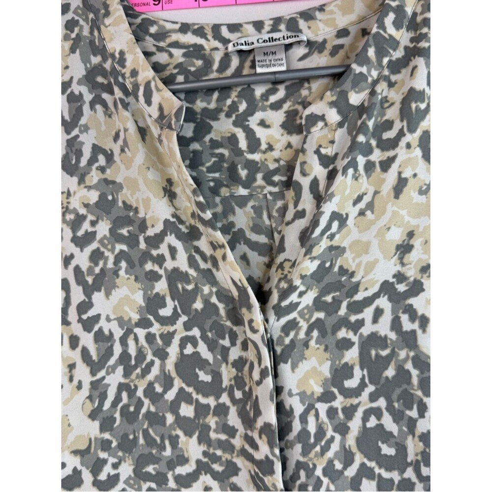 Dalia Collection Cream & Gray Animal-Print Long Sleeve Button-Front Blouse - Picture 7 of 13